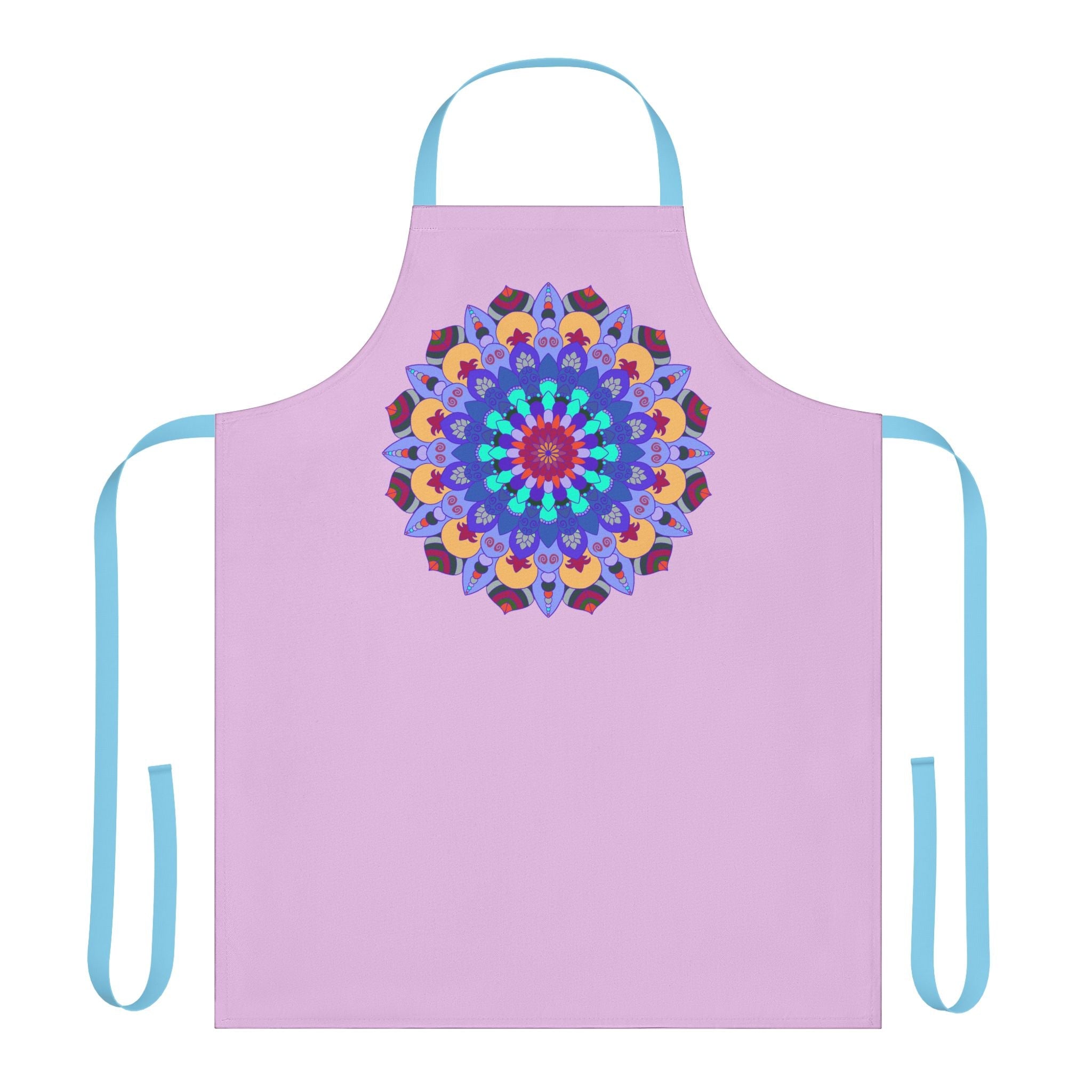 Lilac Mandala Apron - Hand - Drawn Art All Over Prints - Blululi