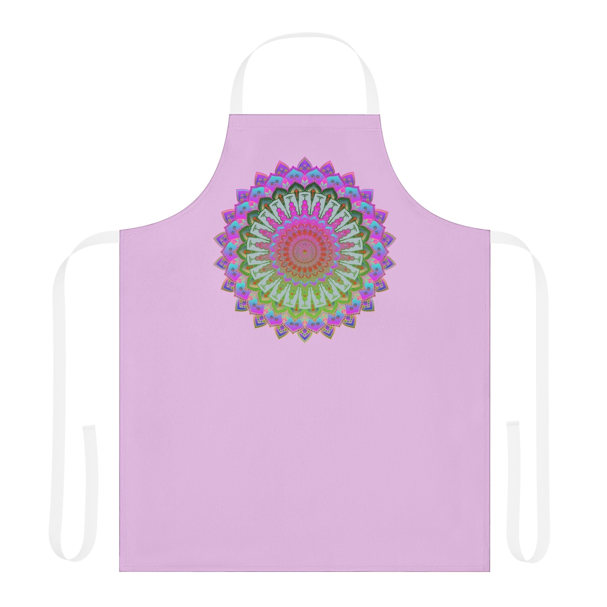 Lilac Mandala Apron - Hand - Drawn Art All Over Prints - Blululi