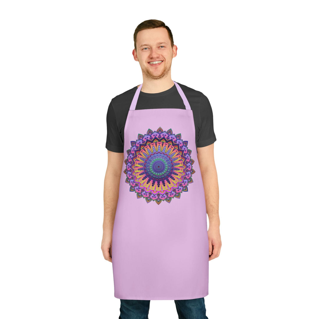 Lilac Mandala Apron - Hand - Drawn Art All Over Prints - Blululi