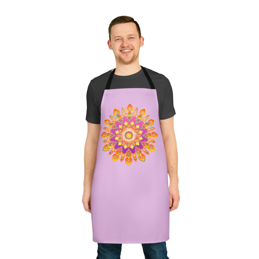 Lilac Mandala Apron - Hand - Drawn Art All Over Prints - Blululi