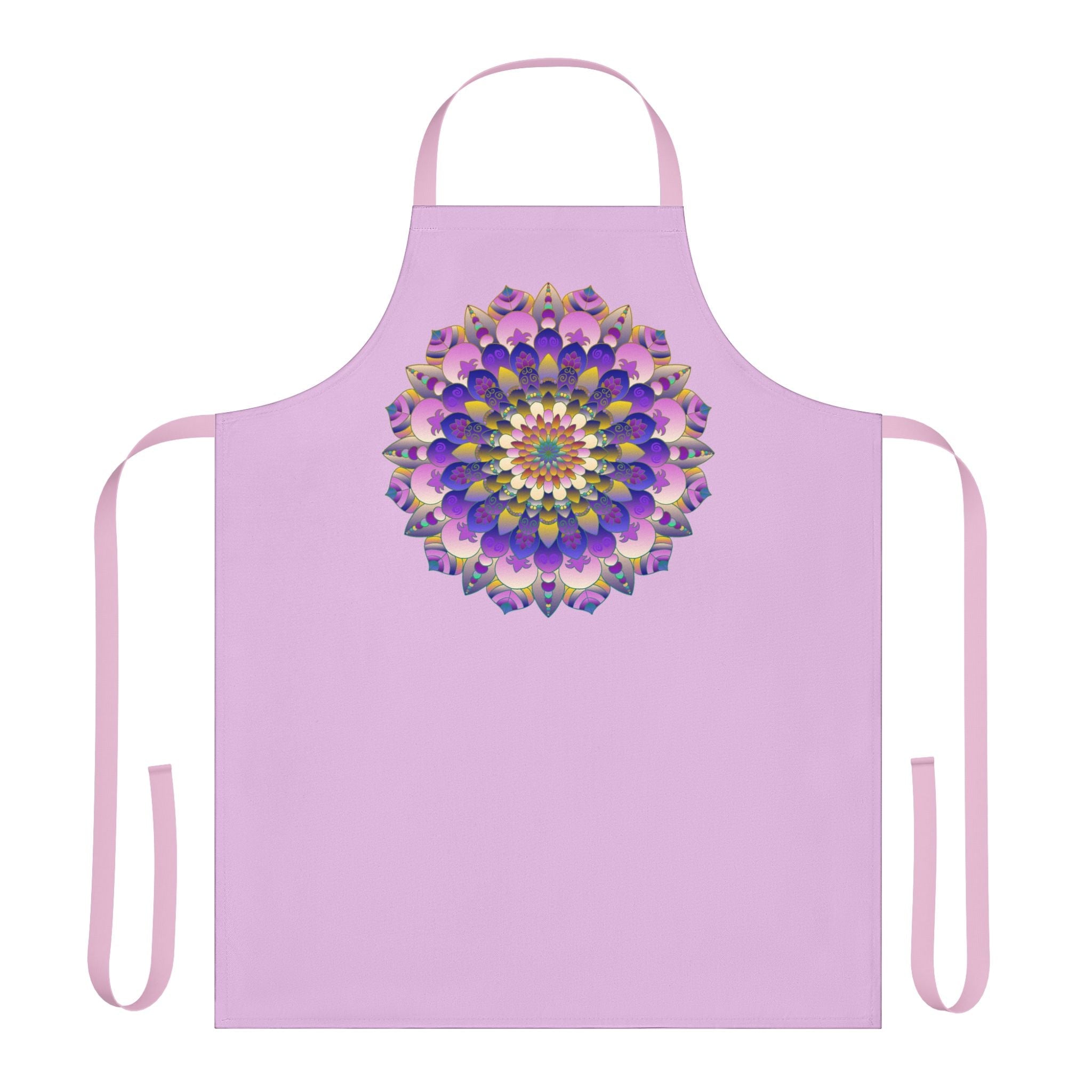 Lilac Mandala Apron - Hand - Drawn Art All Over Prints - Blululi