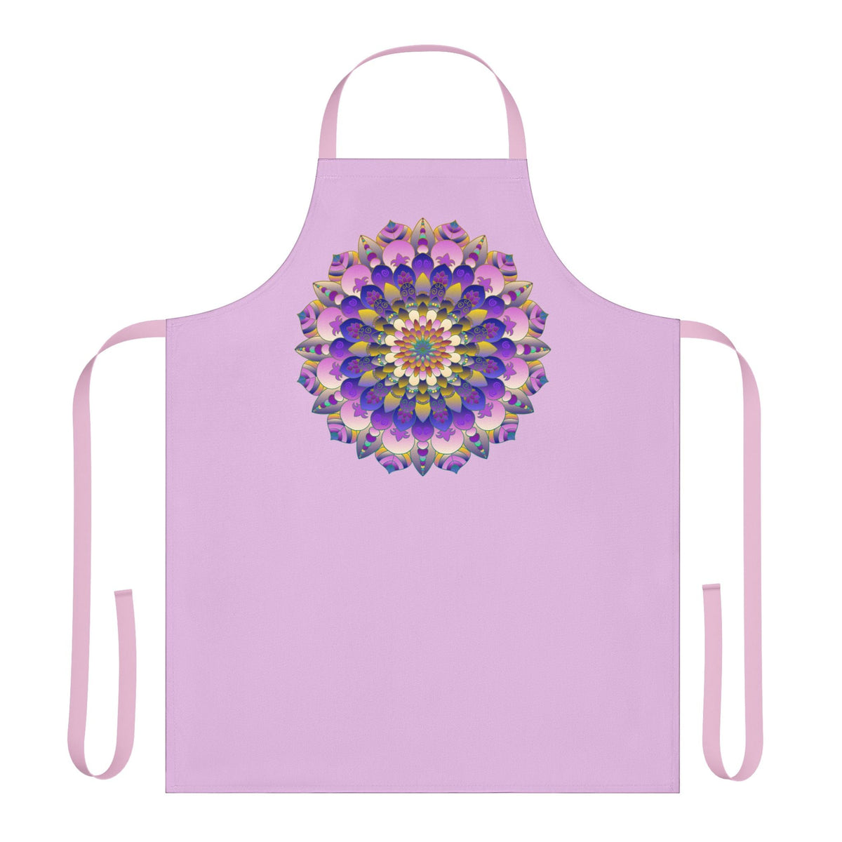 Lilac Mandala Apron - Hand - Drawn Art All Over Prints - Blululi