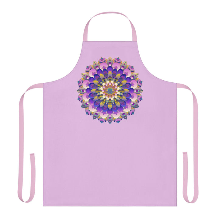 Lilac Mandala Apron - Hand - Drawn Art All Over Prints - Blululi