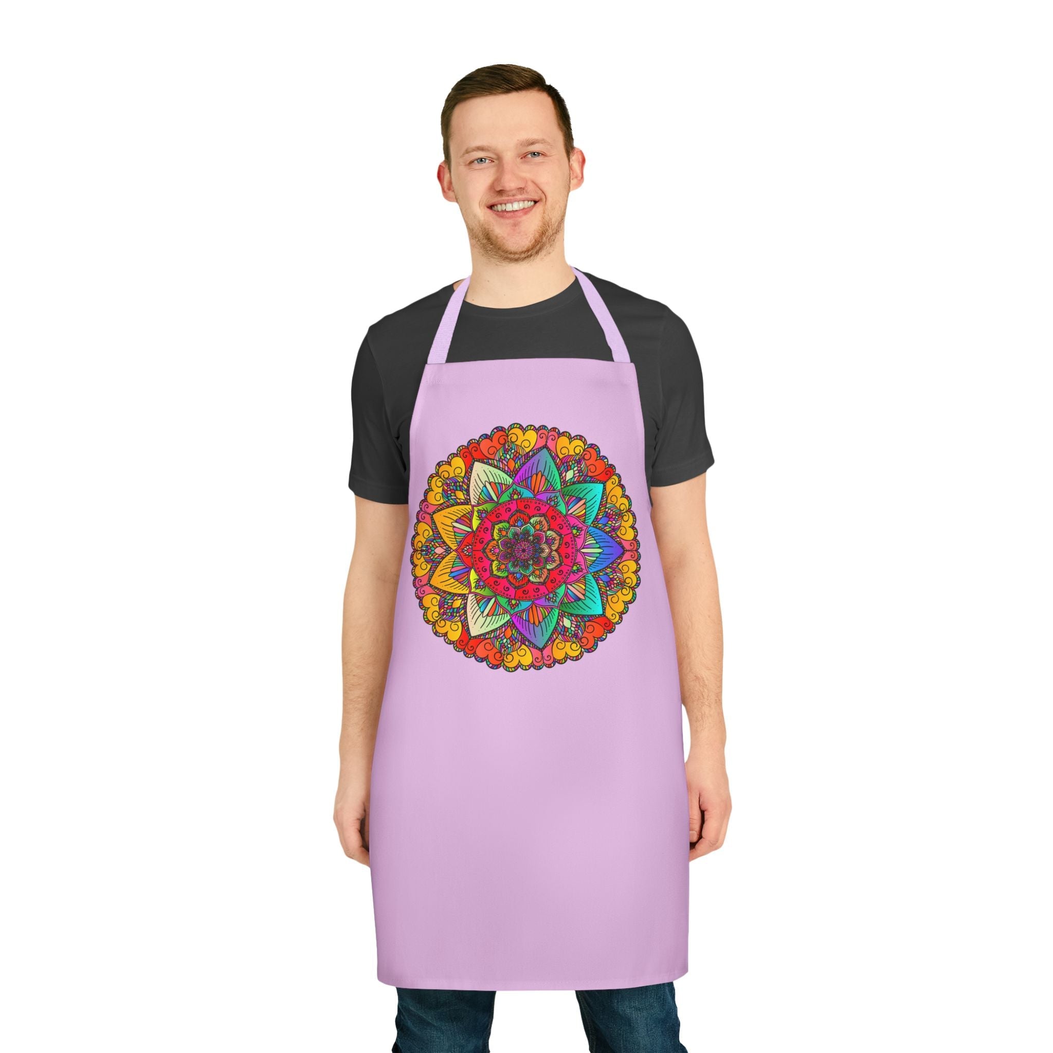 Lilac Mandala Apron - Hand Drawn Art All Over Prints - Blululi