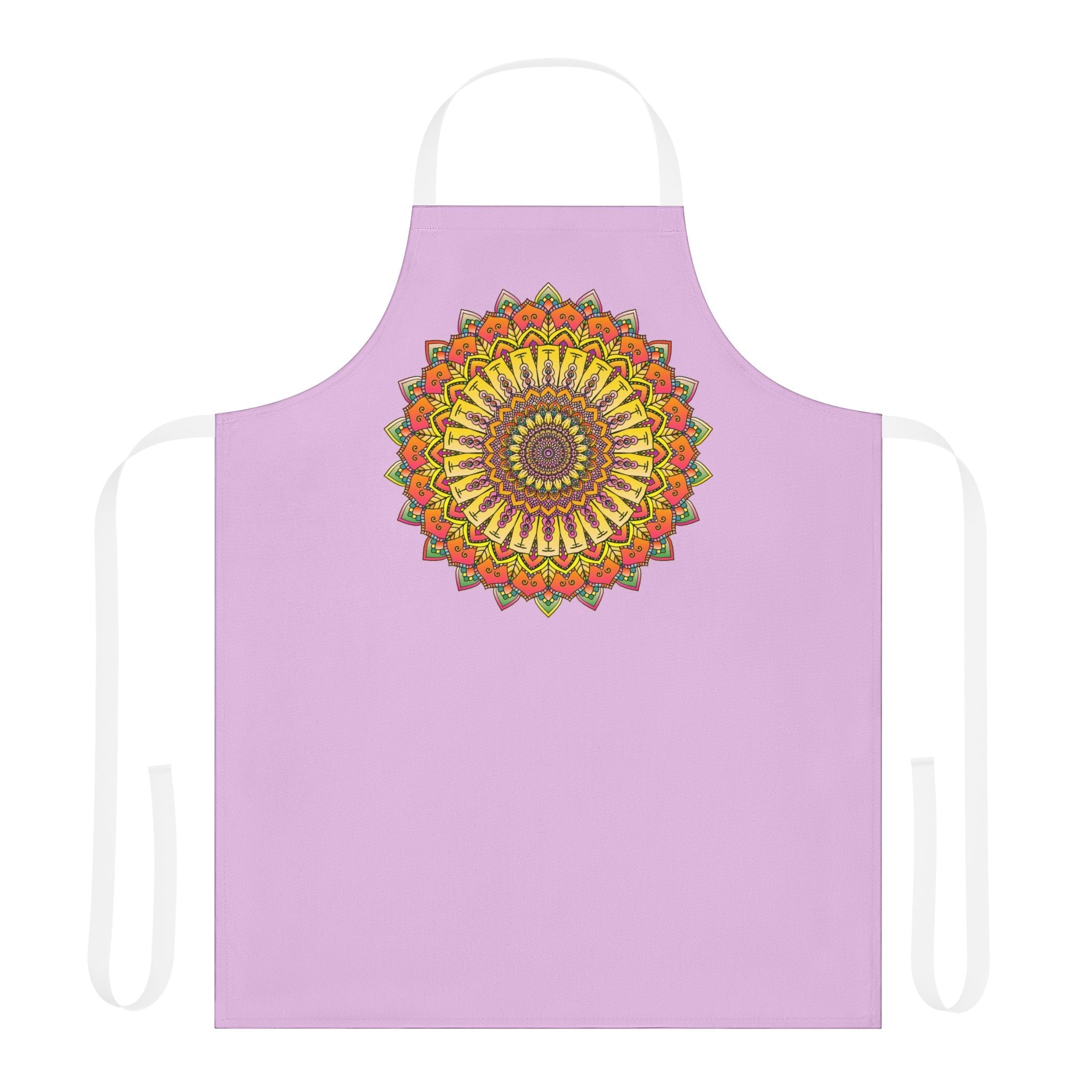 Lilac Mandala Apron - Hand Drawn Art All Over Prints - Blululi