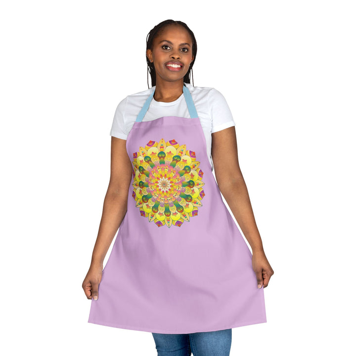 Lilac Mandala Apron - Hand Drawn Art All Over Prints - Blululi