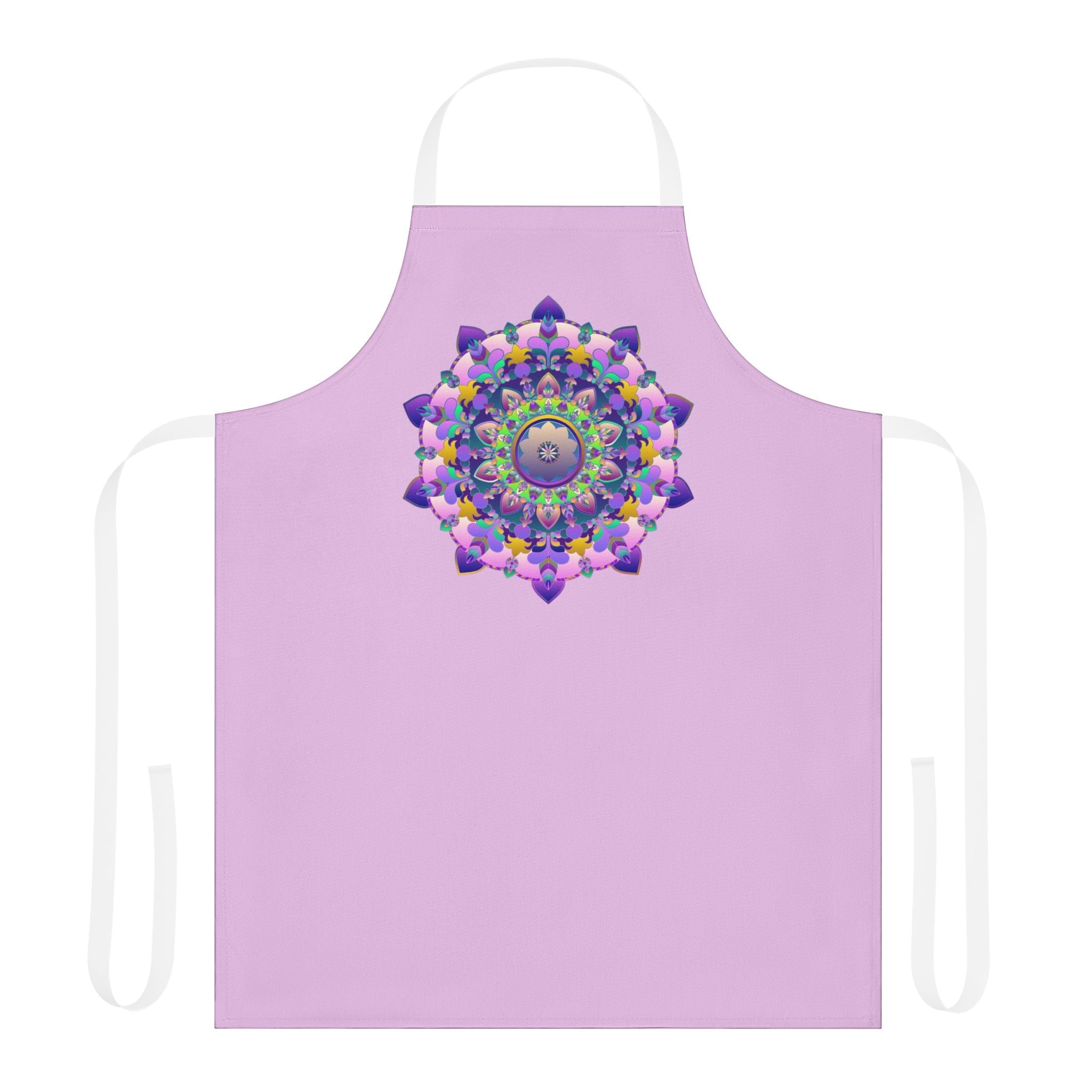 Lilac Mandala Apron - Hand - Drawn Art All Over Prints - Blululi