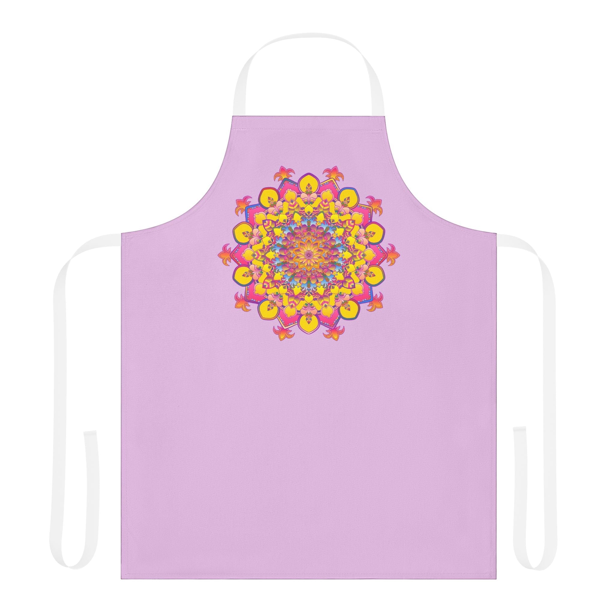 Lilac Mandala Apron - Hand Drawn Art All Over Prints - Blululi