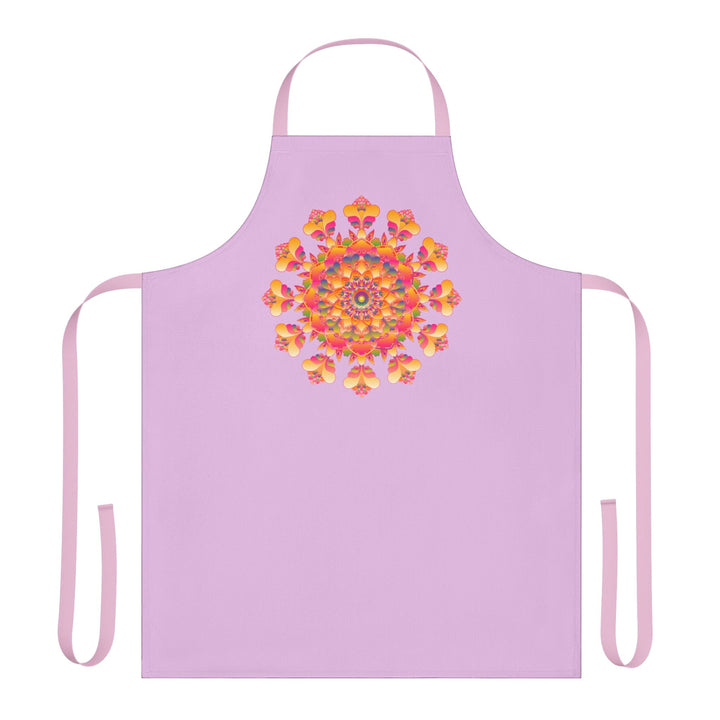 Lilac Mandala Apron - Hand - Drawn Art All Over Prints - Blululi