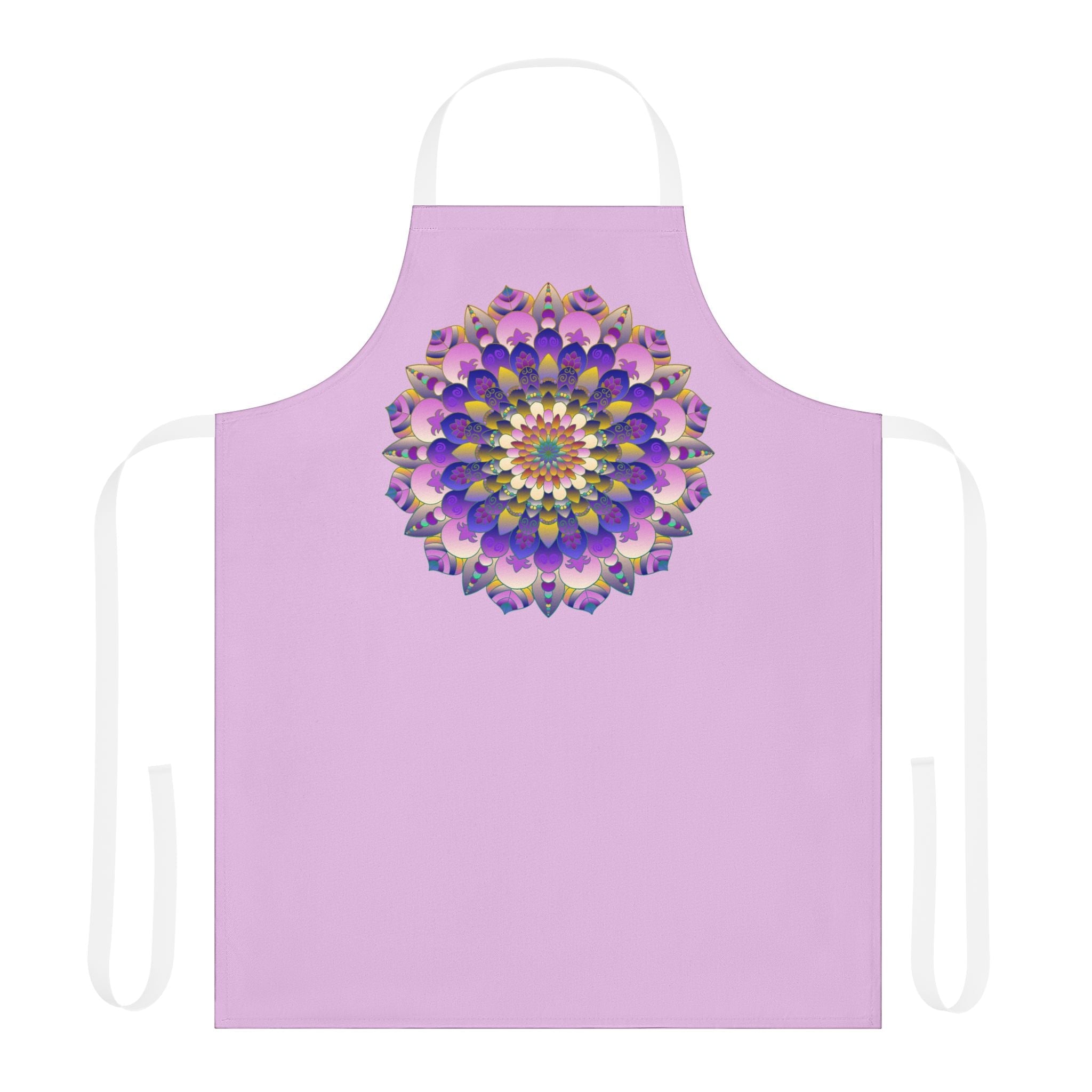 Lilac Mandala Apron - Hand - Drawn Art All Over Prints - Blululi