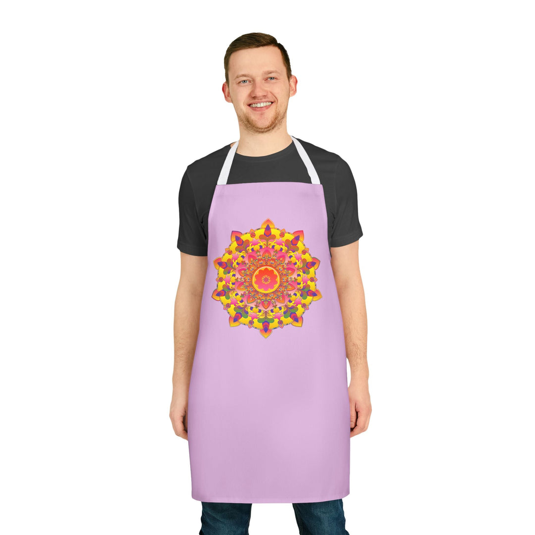 Lilac Mandala Apron - Hand - Drawn Art All Over Prints - Blululi