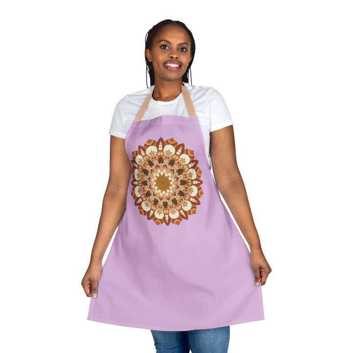 Lilac Mandala Apron - Hand - Drawn Art All Over Prints - Blululi