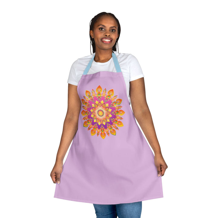 Lilac Mandala Apron - Hand - Drawn Art All Over Prints - Blululi