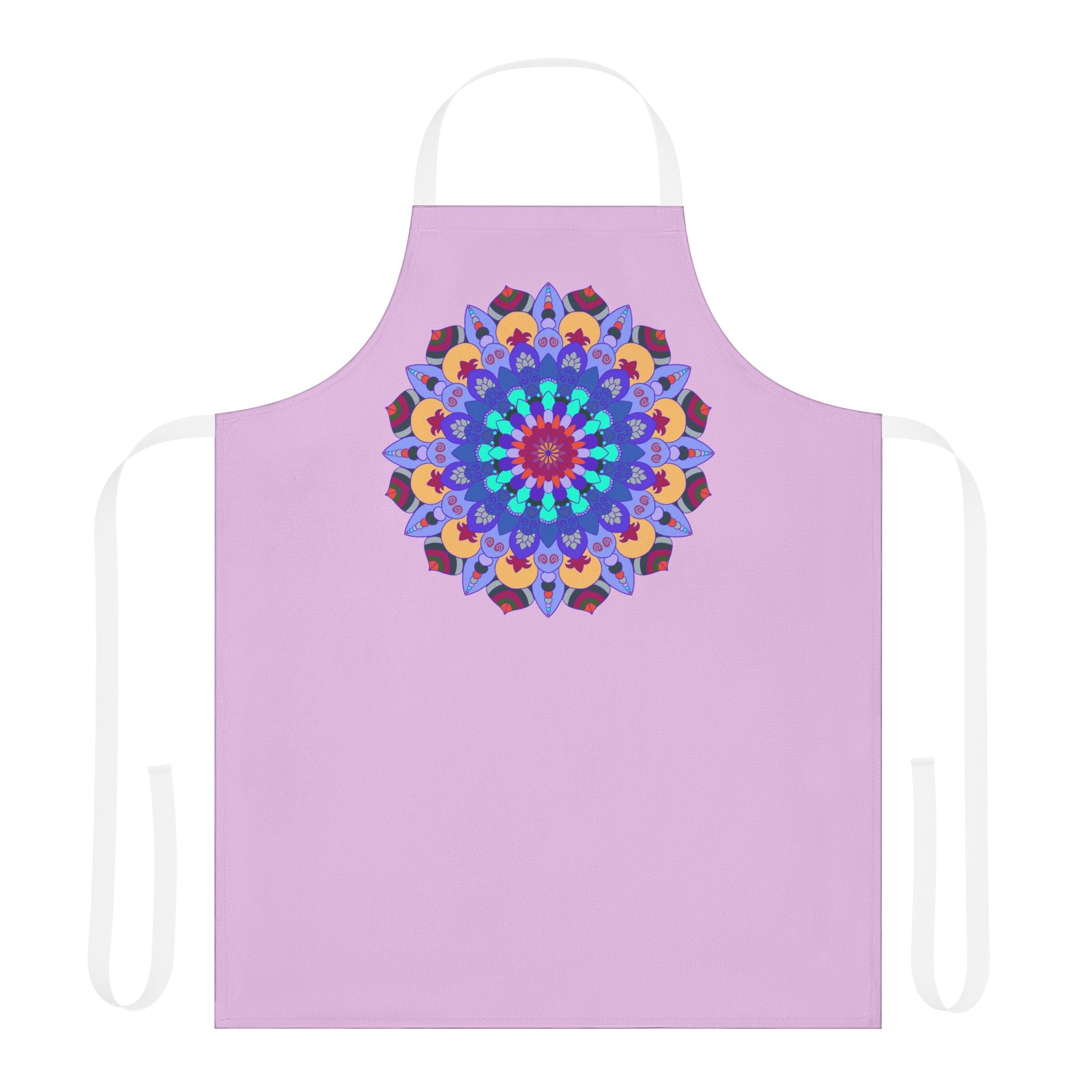 Lilac Mandala Apron - Hand - Drawn Art All Over Prints - Blululi