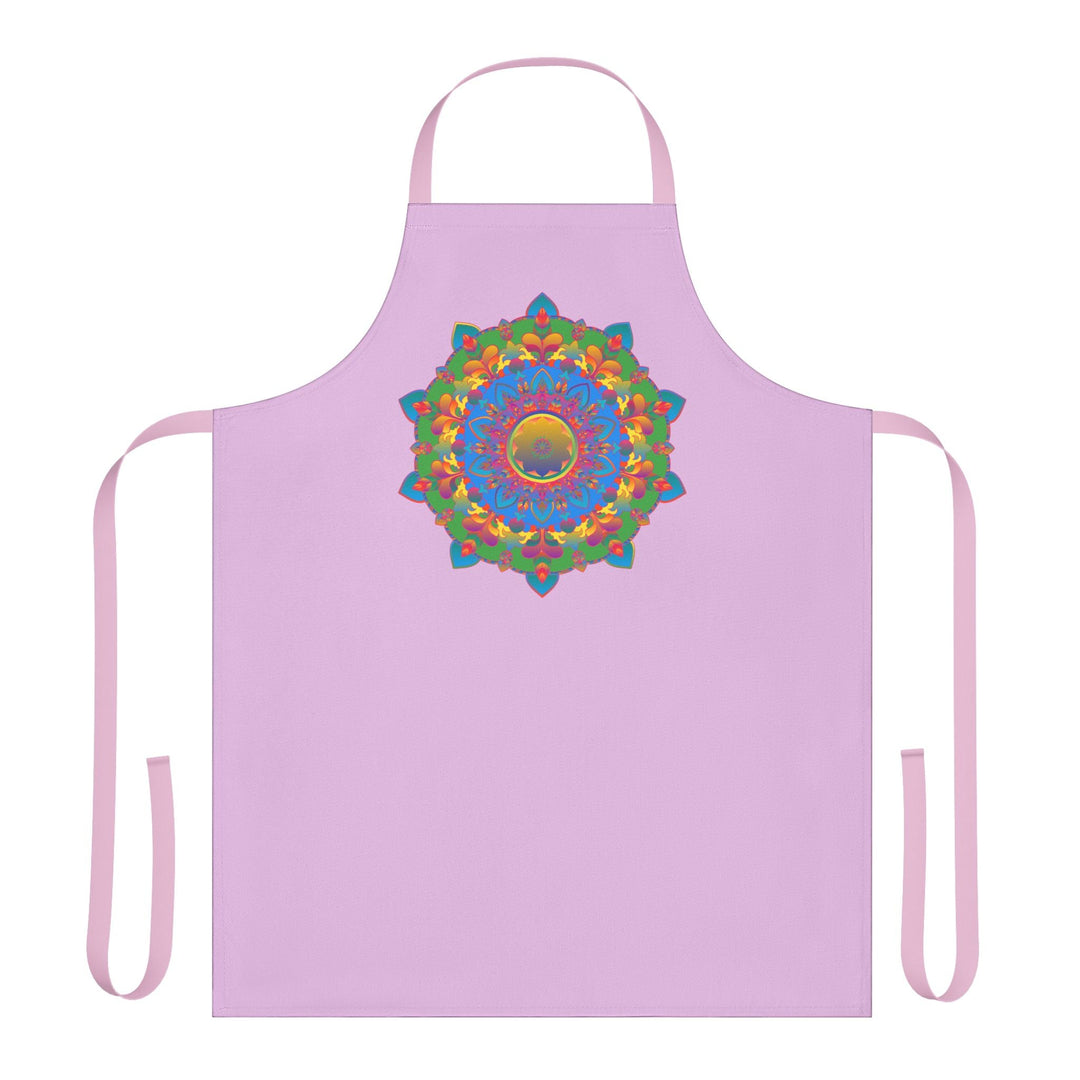 Lilac Mandala Apron - Hand Drawn Floral Art All Over Prints - Blululi