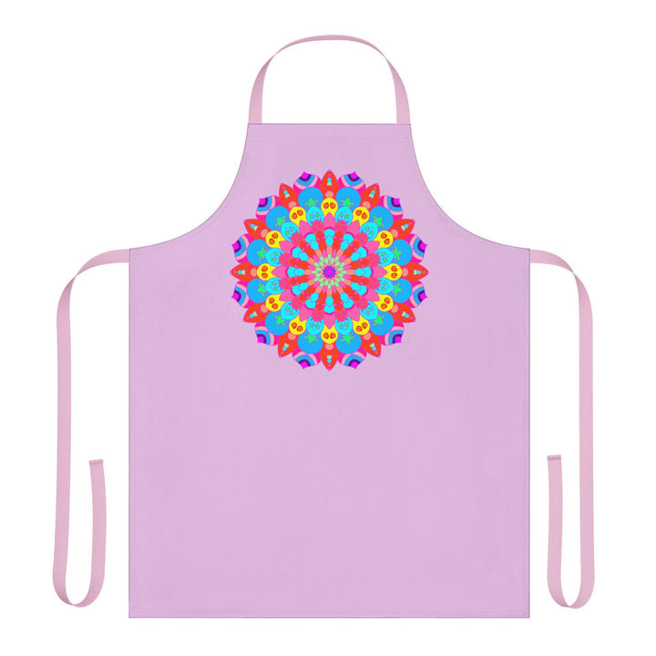 Lilac Mandala Apron - Hand Drawn Floral Art All Over Prints - Blululi