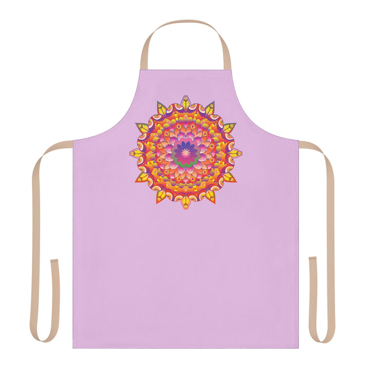 Lilac Mandala Apron - Hand Drawn Floral Art All Over Prints - Blululi