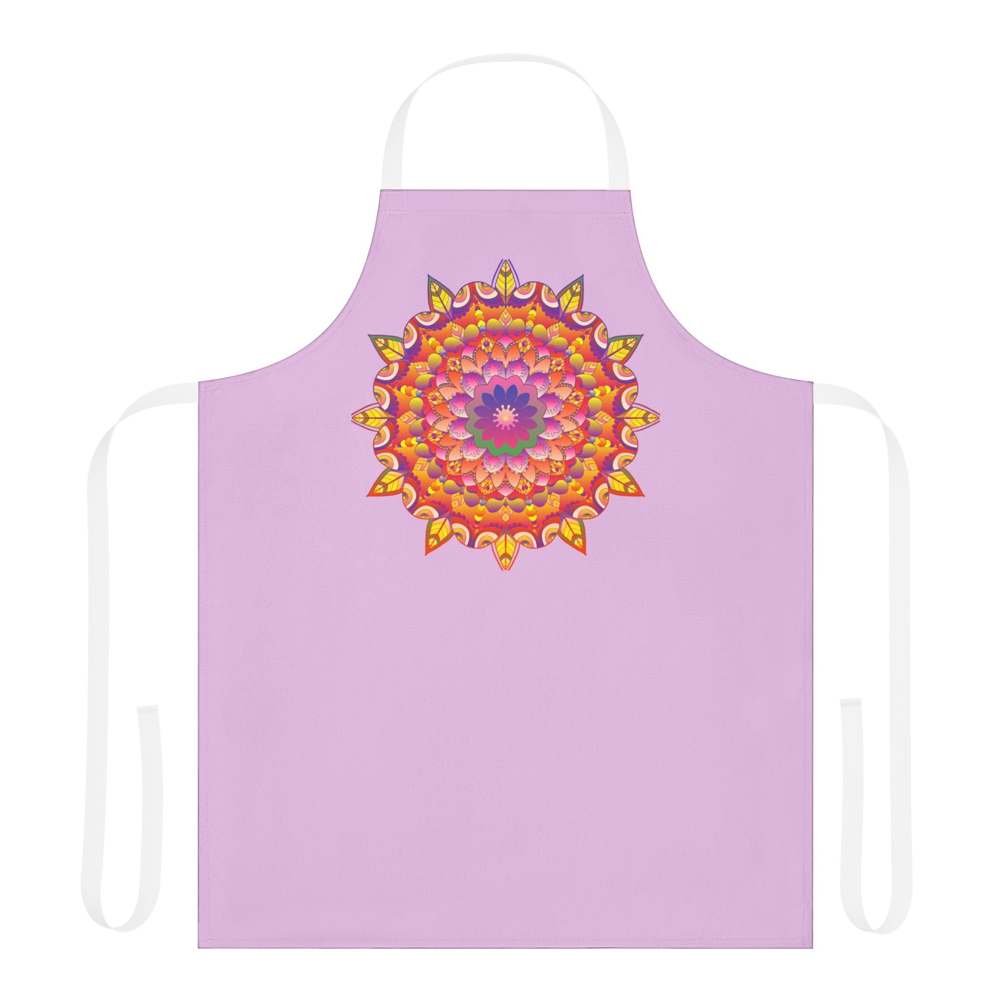 Lilac Mandala Apron - Hand Drawn Floral Art All Over Prints - Blululi