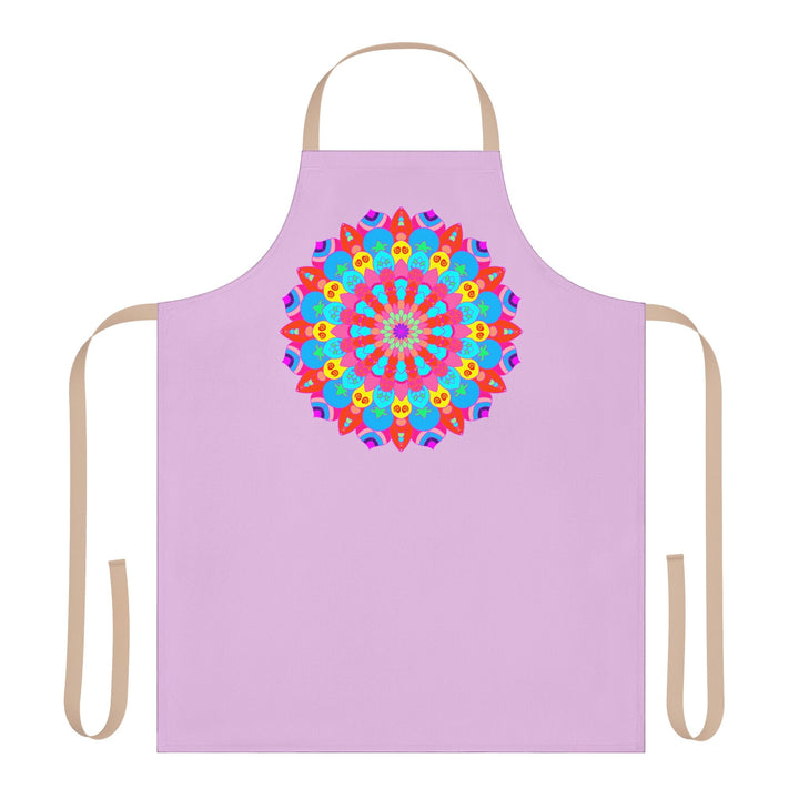 Lilac Mandala Apron - Hand Drawn Floral Art All Over Prints - Blululi