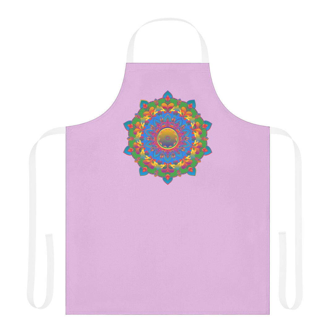 Lilac Mandala Apron - Hand Drawn Floral Art All Over Prints - Blululi