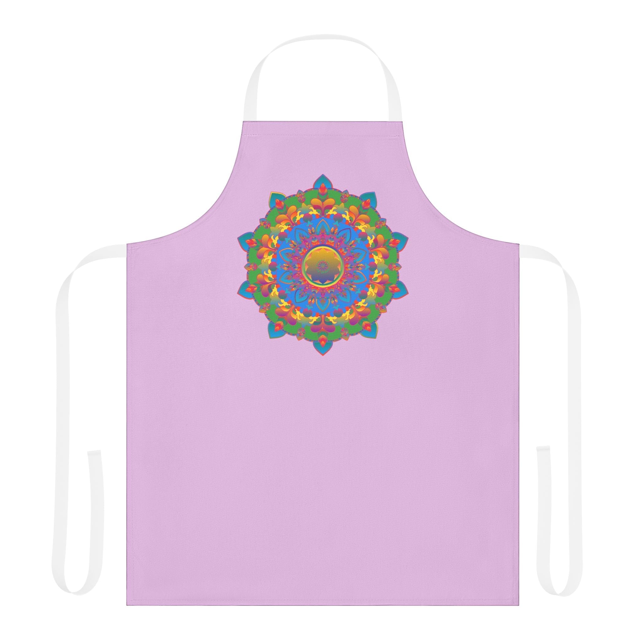 Lilac Mandala Apron - Hand Drawn Floral Art All Over Prints - Blululi