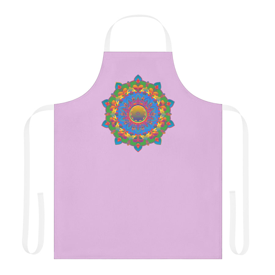Lilac Mandala Apron - Hand Drawn Floral Art All Over Prints - Blululi