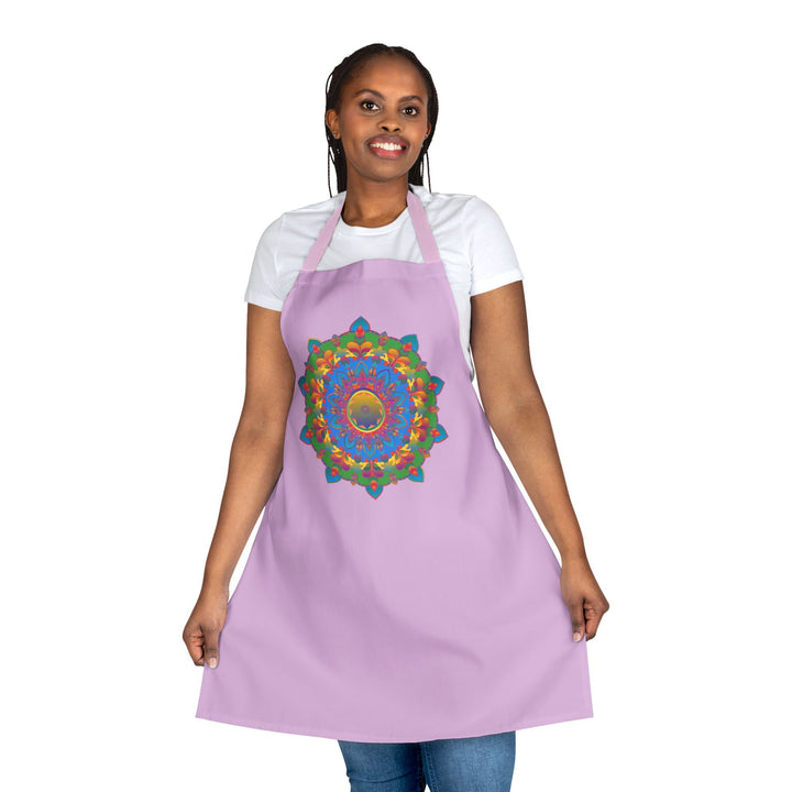 Lilac Mandala Apron - Hand Drawn Floral Art All Over Prints - Blululi