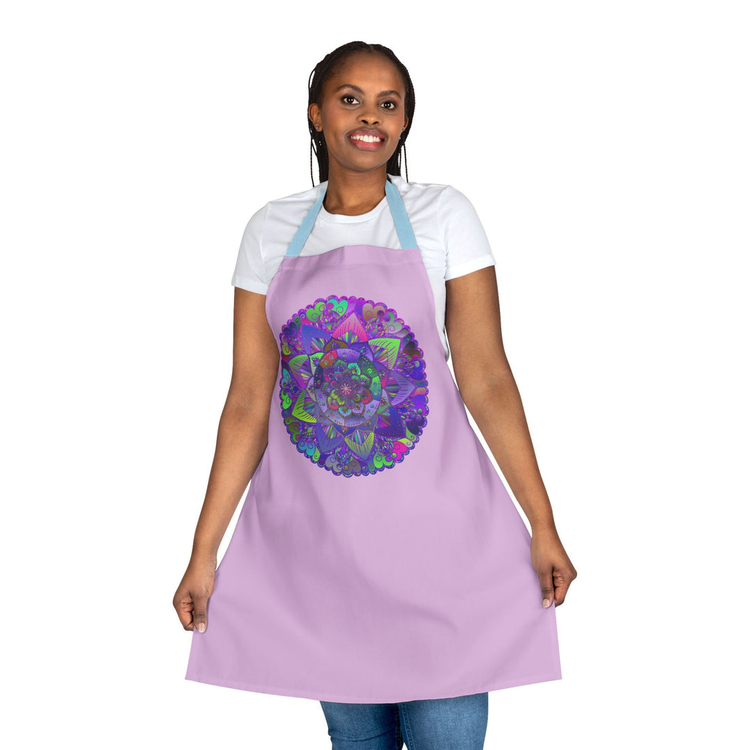 Lilac Mandala Apron - Intricate Hand Drawn Design All Over Prints - Blululi