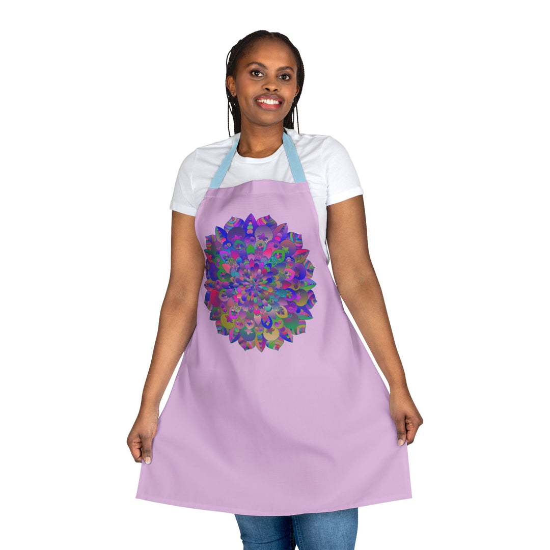 Lilac Mandala Apron - Psychedelic Art Kitchen All Over Prints - Blululi