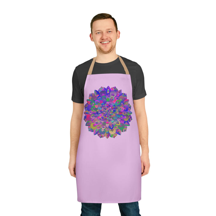 Lilac Mandala Apron - Psychedelic Art Kitchen All Over Prints - Blululi