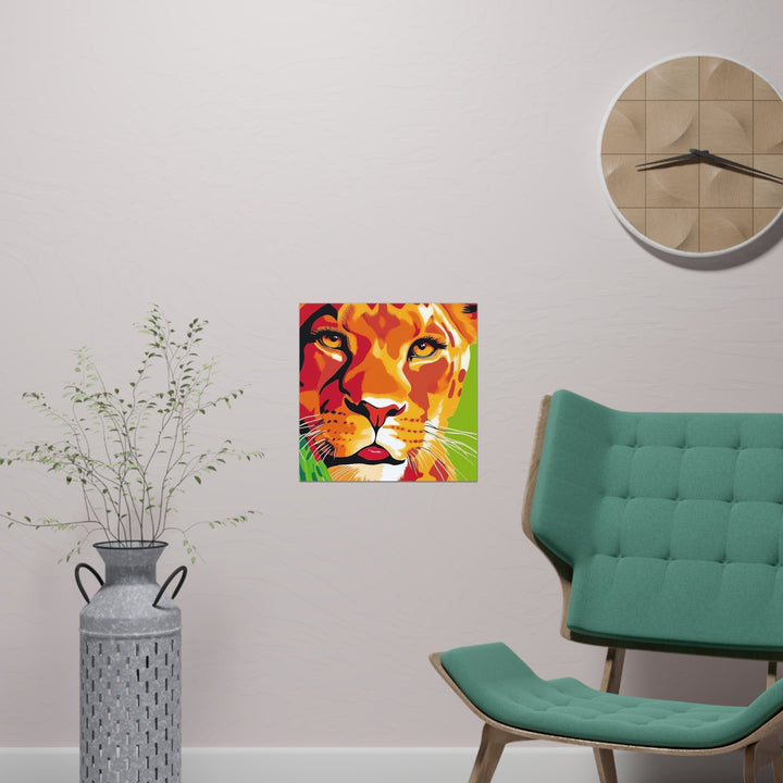 Lioness Face Savanna Art Print - Colorful Wildlife Poster Poster - Blululi