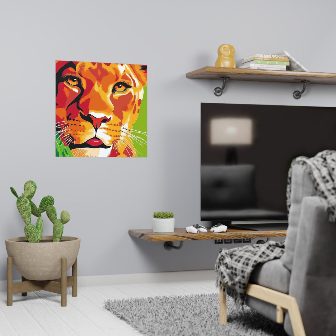 Lioness Face Savanna Art Print - Colorful Wildlife Poster Poster - Blululi