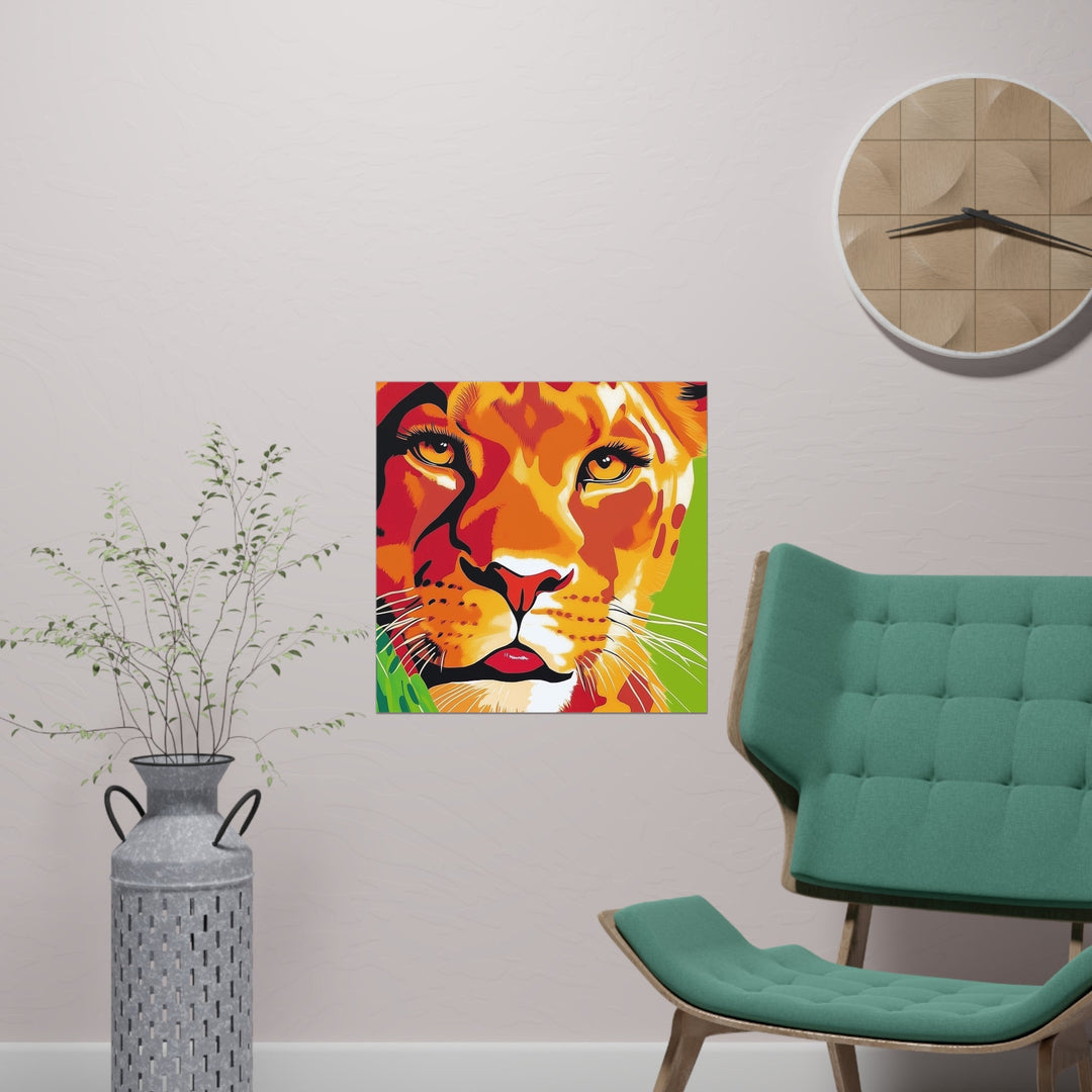 Lioness Face Savanna Art Print - Colorful Wildlife Poster Poster - Blululi