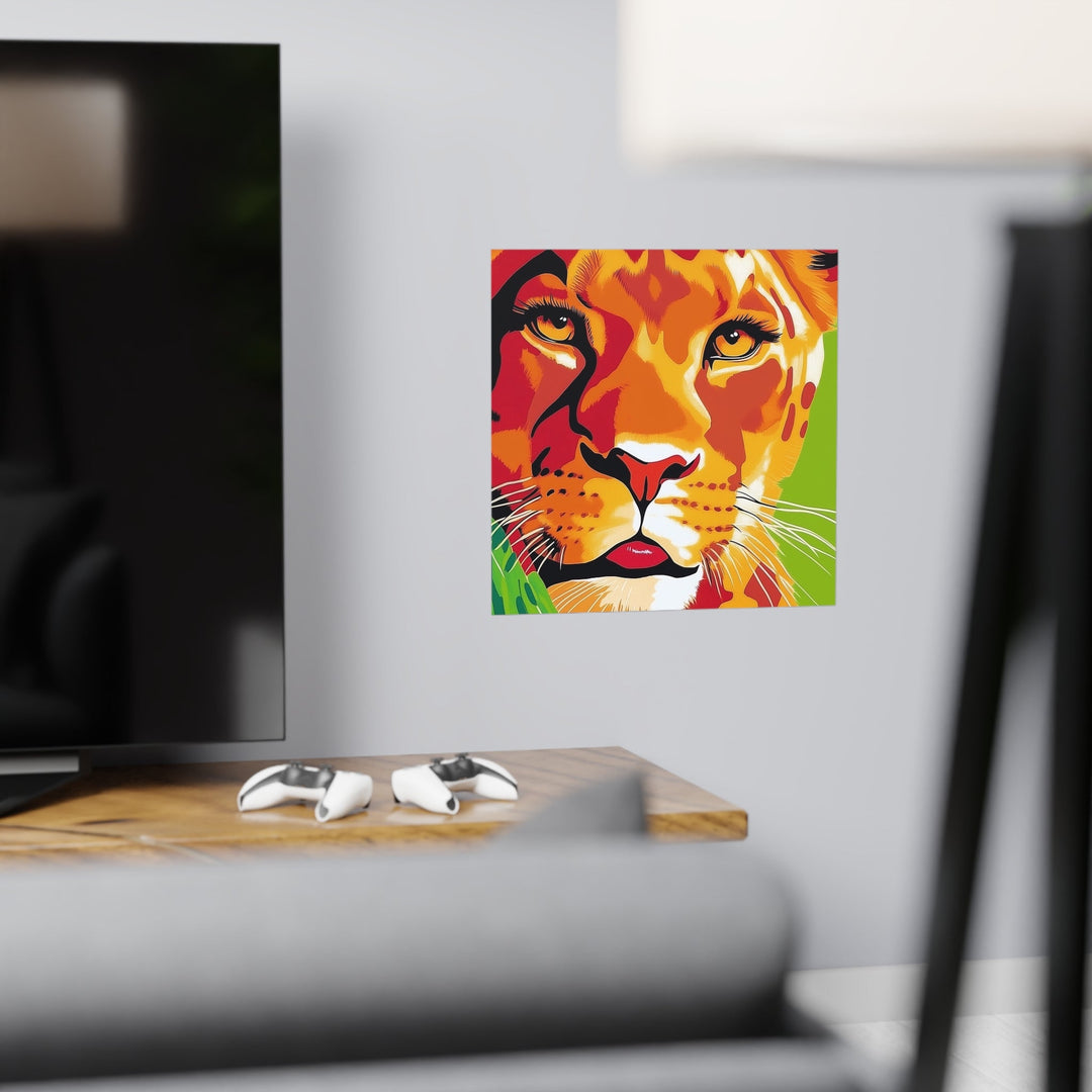 Lioness Face Savanna Art Print - Colorful Wildlife Poster Poster - Blululi