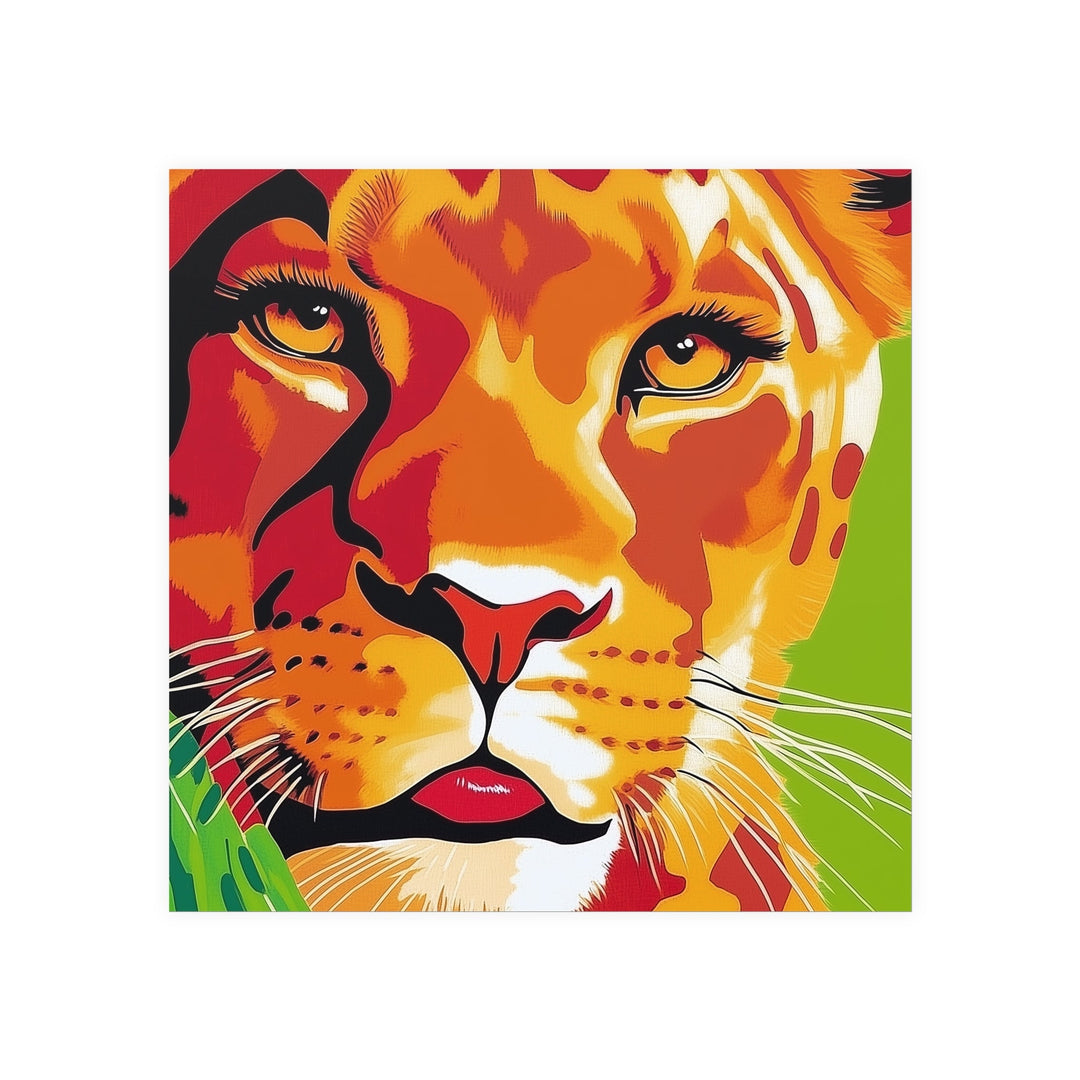 Lioness Face Savanna Art Print - Colorful Wildlife Poster Poster - Blululi