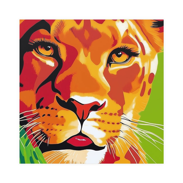 Lioness Face Savanna Art Print - Colorful Wildlife Poster Poster - Blululi