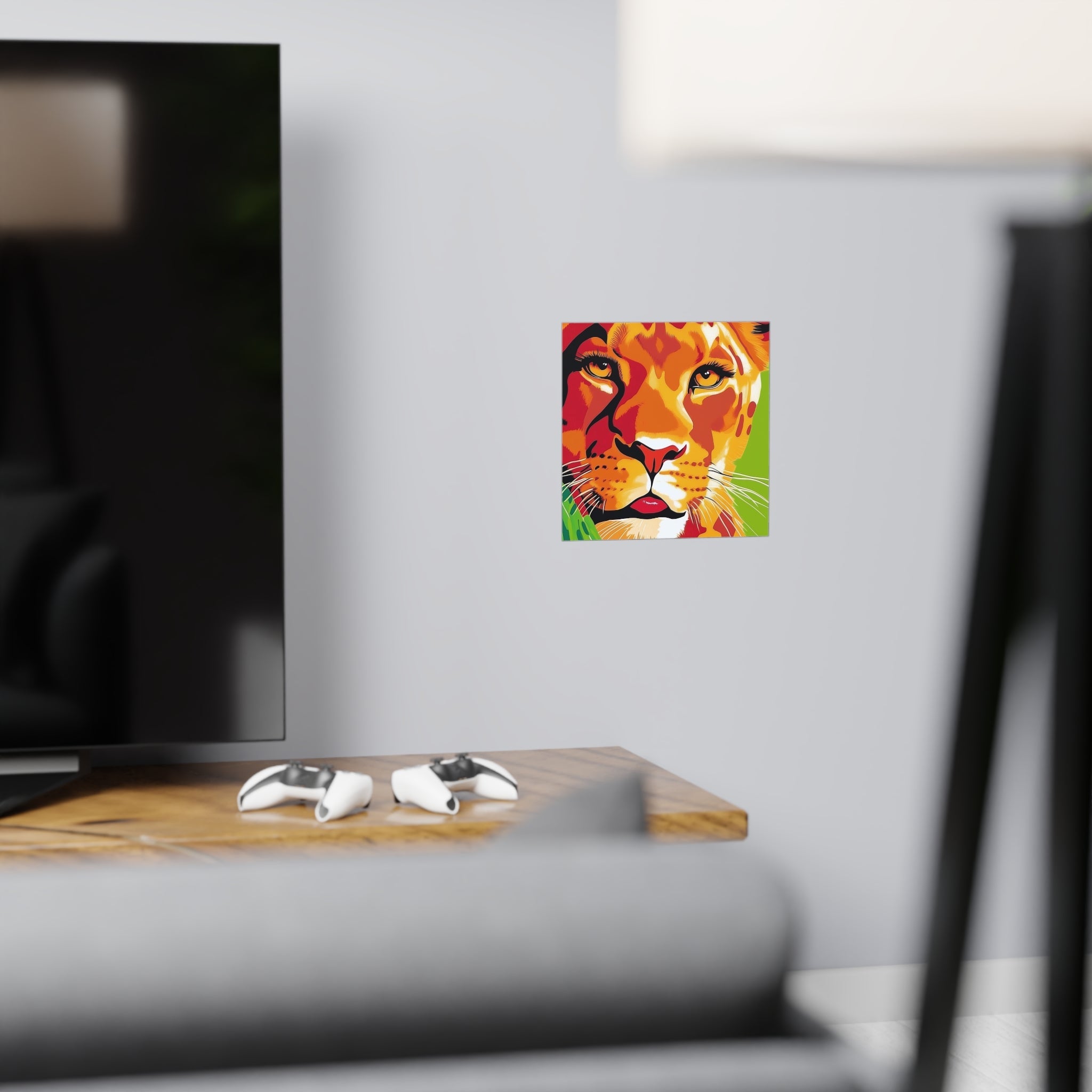 Lioness Face Savanna Art Print - Colorful Wildlife Poster Poster - Blululi