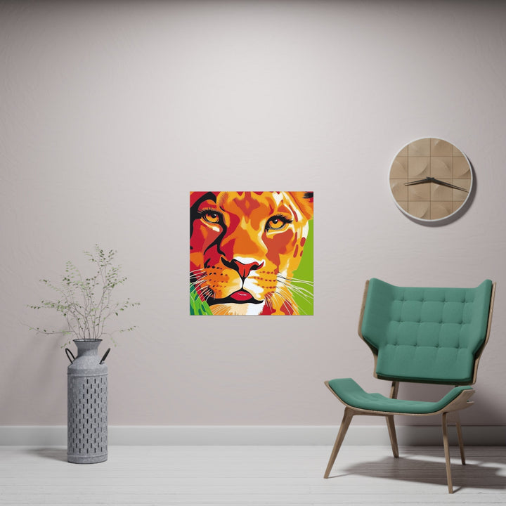 Lioness Face Savanna Art Print - Colorful Wildlife Poster Poster - Blululi