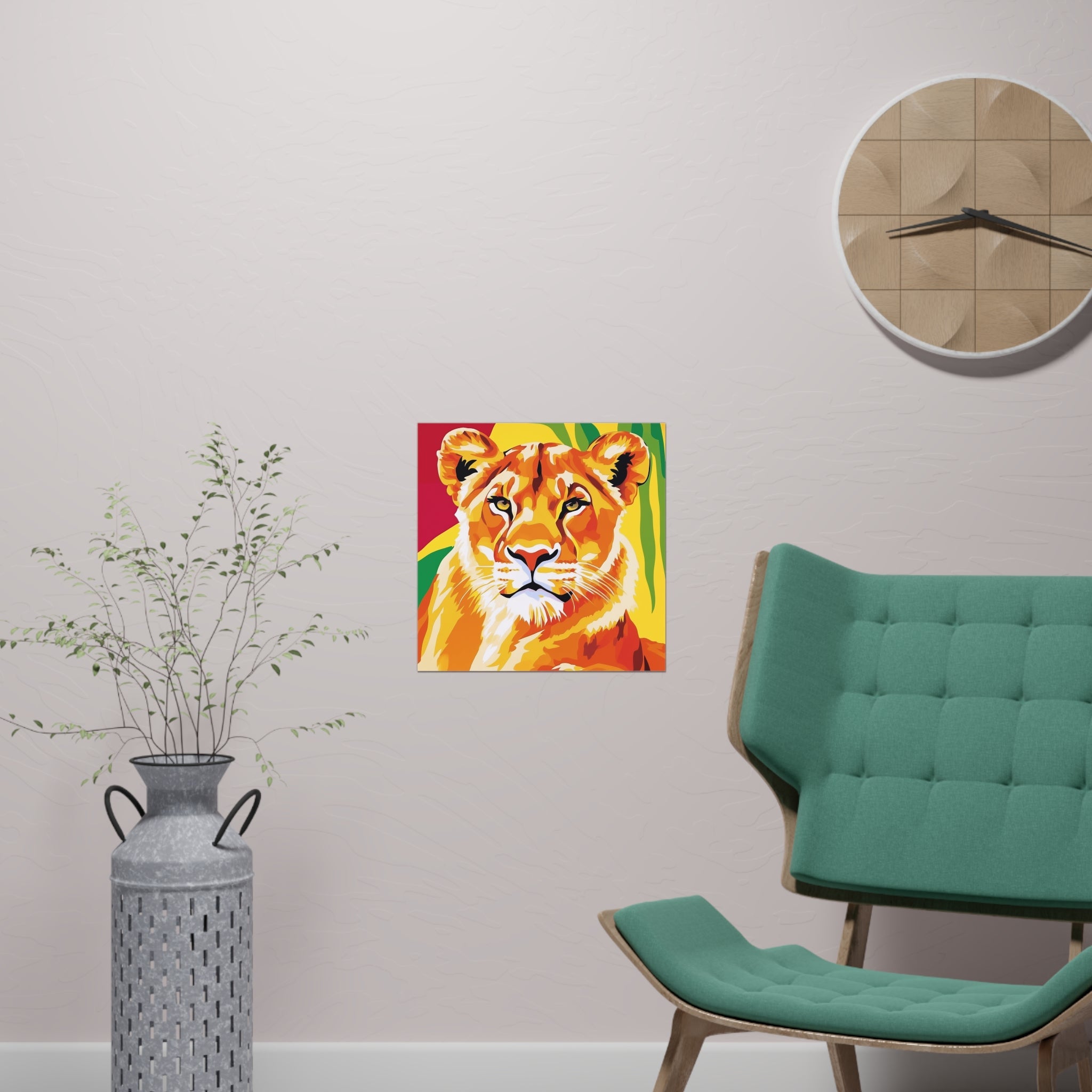 Lioness Portrait - Colorful Savanna Art Poster Poster - Blululi