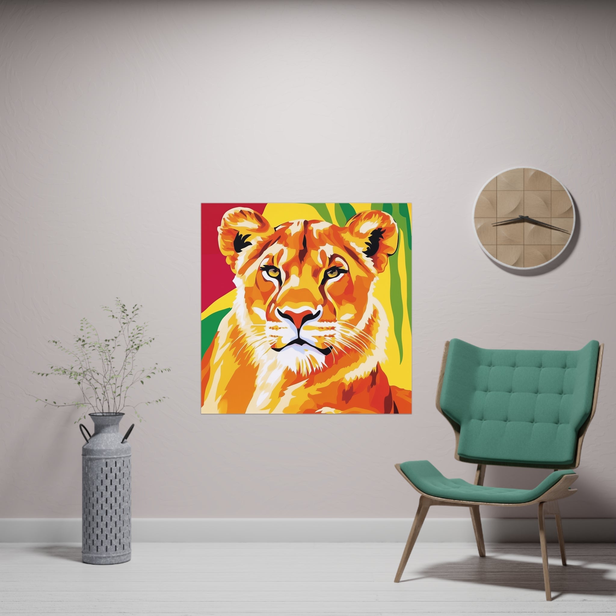 Lioness Portrait - Colorful Savanna Art Poster Poster - Blululi