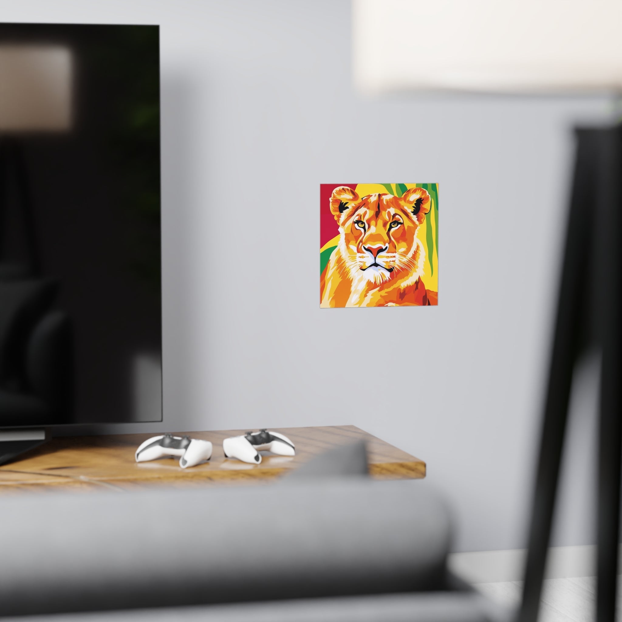 Lioness Portrait - Colorful Savanna Art Poster Poster - Blululi