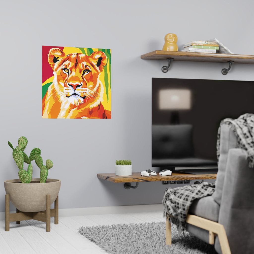 Lioness Portrait - Colorful Savanna Art Poster Poster - Blululi