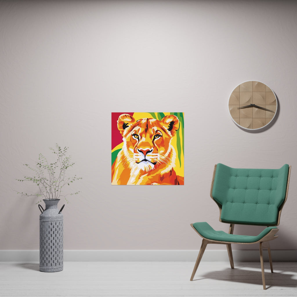 Lioness Portrait - Colorful Savanna Art Poster Poster - Blululi