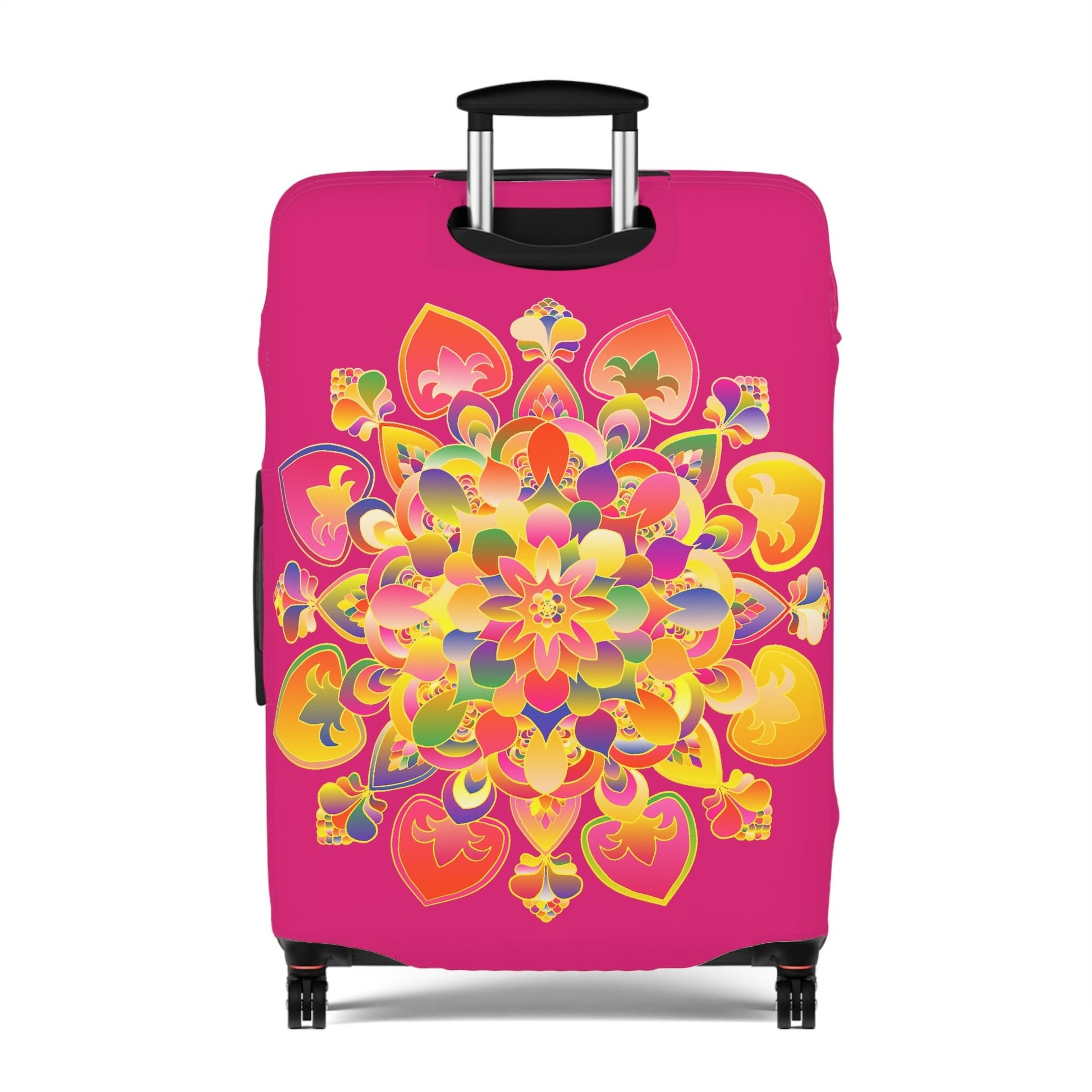 Lotus Flower Hand Drawn Mandala Art Dark Pink and Petroleum Green Shades Luggage Cover - Available in Three Sizes Accessories - Blululi