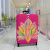 Lotus Flower Hand Drawn Mandala Art Dark Pink and Petroleum Green Shades Luggage Cover - Available in Three Sizes Accessories - Blululi