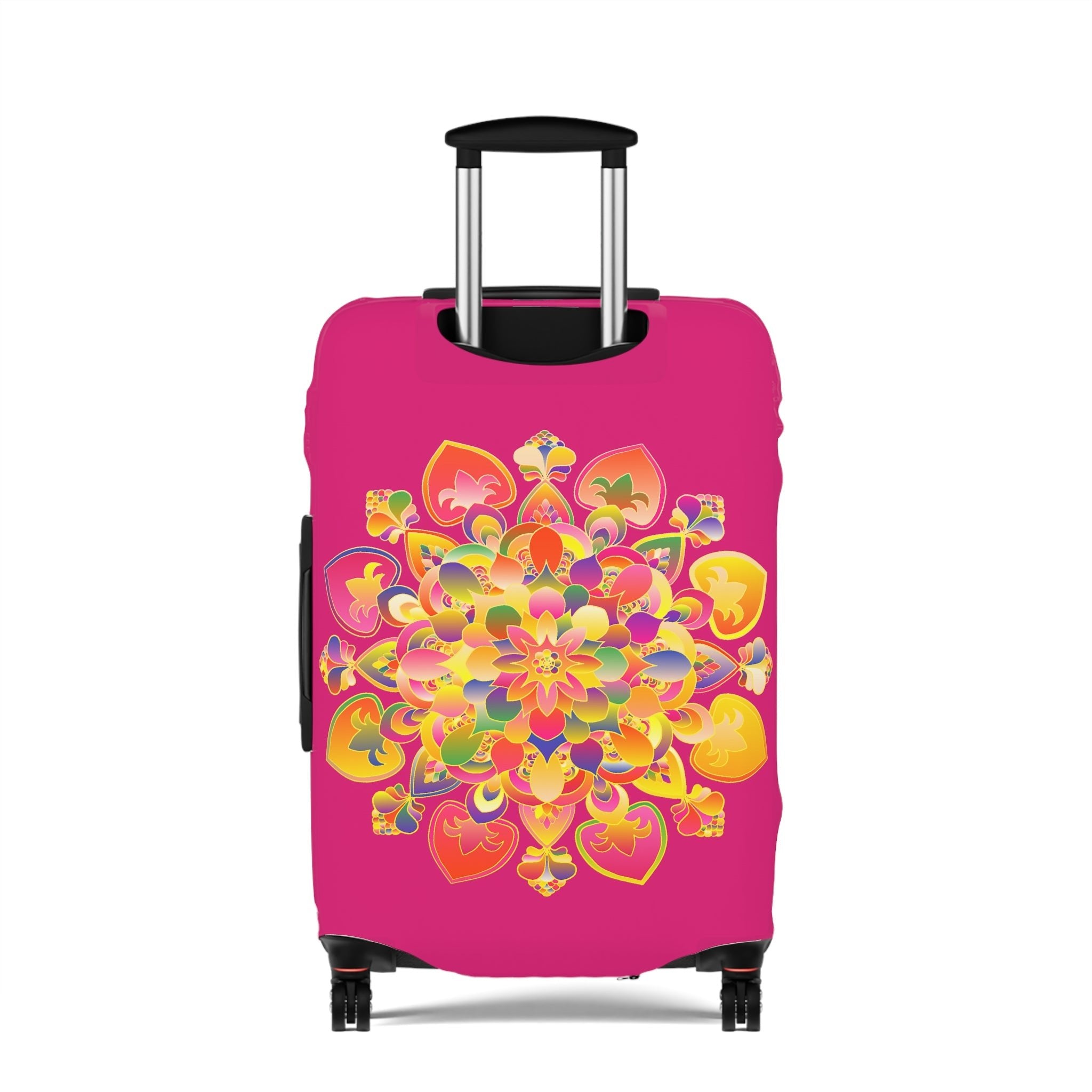 Lotus Flower Hand Drawn Mandala Art Dark Pink and Petroleum Green Shades Luggage Cover - Available in Three Sizes Accessories - Blululi