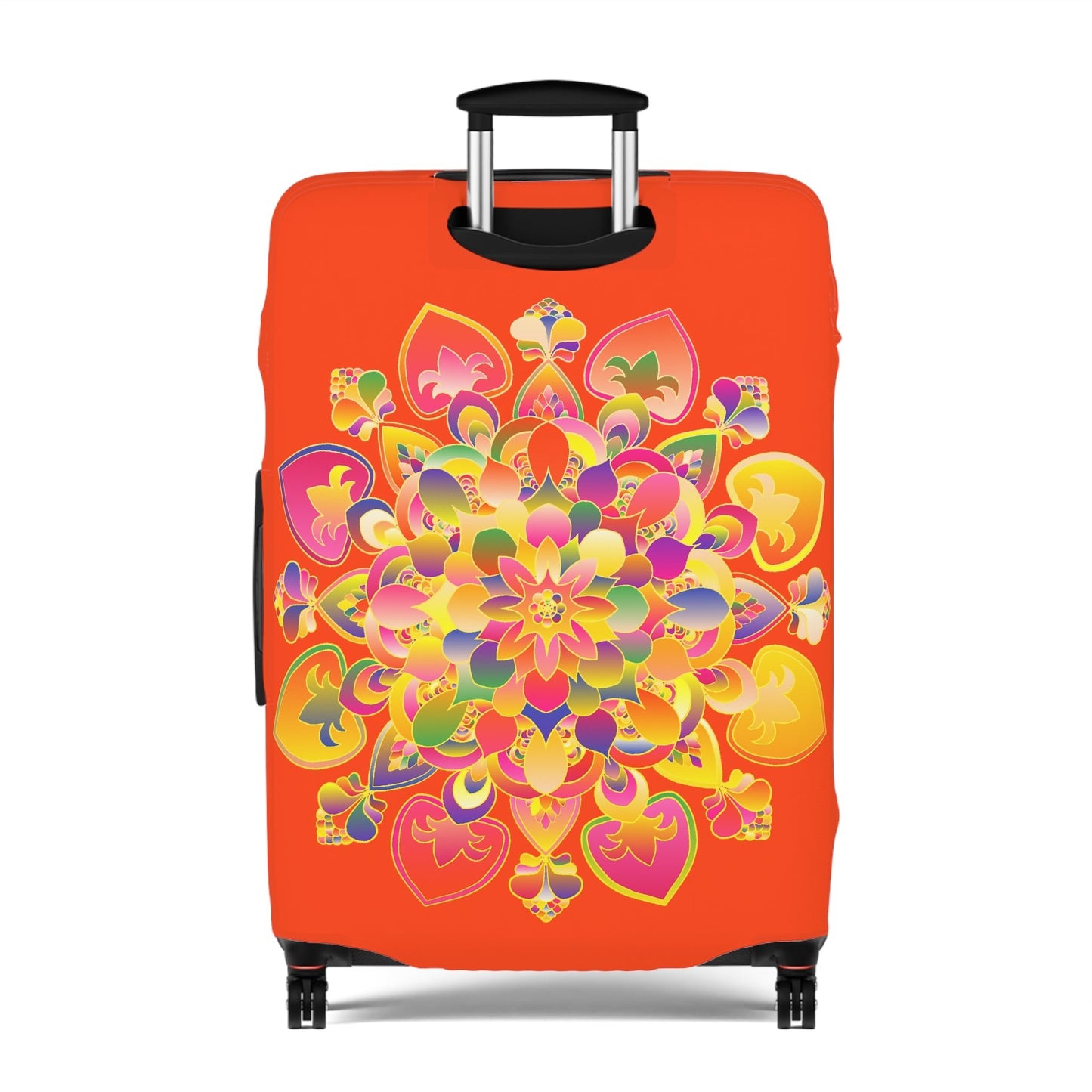 Lotus Flower Hand Drawn Mandala Art Orange Red Luggage Cover - Protect Your Luggage in Style Accessories - Blululi