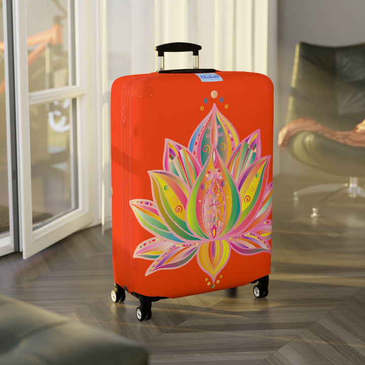 Lotus Flower Hand Drawn Mandala Art Orange Red Luggage Cover - Protect Your Luggage in Style Accessories - Blululi