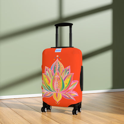 Lotus Flower Hand Drawn Mandala Art Orange Red Luggage Cover - Protect Your Luggage in Style Accessories - Blululi