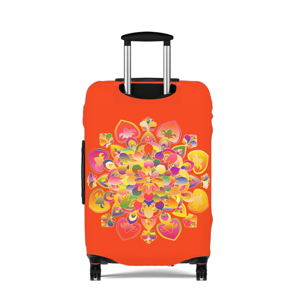 Lotus Flower Hand Drawn Mandala Art Orange Red Luggage Cover - Protect Your Luggage in Style Accessories - Blululi